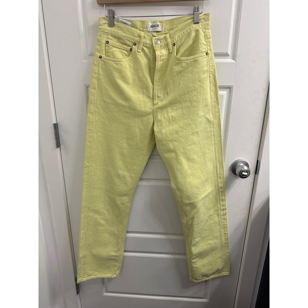 AGOLDE 90's Jean Mid Rise Loose Fit Pale Yellow Denim Size 25 NWT